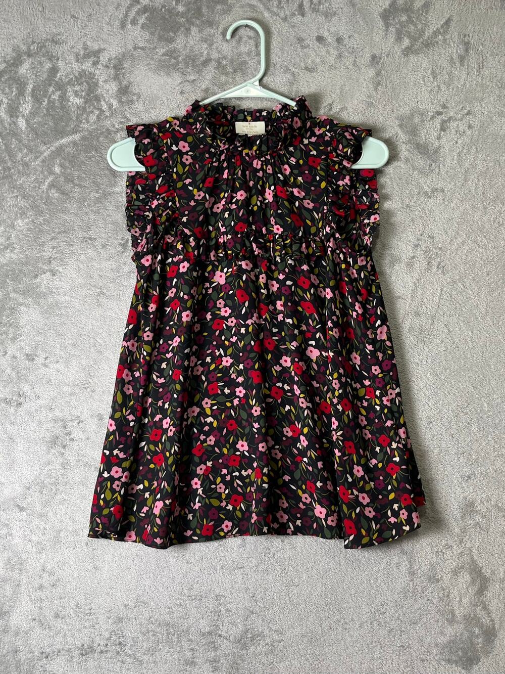 Kate Spade New York Love Colorfully Floral Ruffle Neck Sleeveless Blouse XS